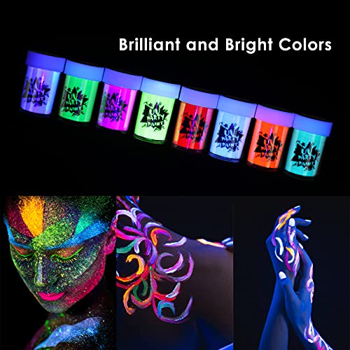 Creamify Lichtgevende verf, 24 stuks, neonkleuren, bodypainting, verf gebruikt voor carnaval, make-up, bodyverf, fluorescerende kleuren, gezichtsverf, kinderschmink, neonschmink, 8 kleuren - Image 3