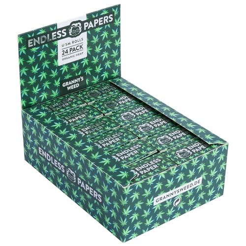 24x Grannys Organic Endless Papers | 45 mm Breite | 5 Meter pro Rolle | Papierrolle | Ungebleicht