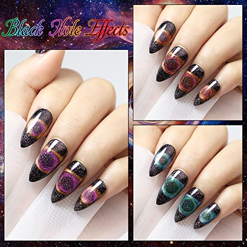 Supwee Cat Magnetisch Eye Gel Set 9D Cat Eye Gel-Nagellack Holographischer Nagellack Soak Off UV Glänzender Nagellack… – Bild 5