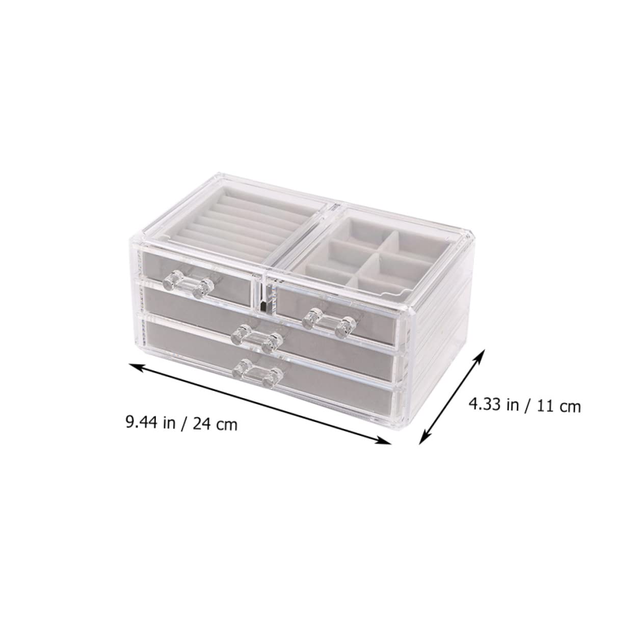 DOITOOL Organizer Trucchi e Gioielli in Plastica, Scatola 3 Livelli e 4 Cassetti, Grande Capacità, la Scrivania la Camera da Letto