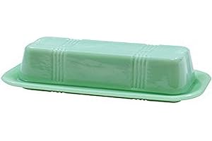 Tablecraft 6.75-Inch HJ124 Butter Dish with Lid - Green Glass