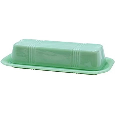 Tablecraft 6.75-Inch HJ124 Butter Dish with Lid - Green Glass