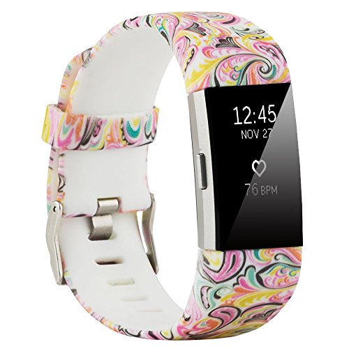 Fit-power - Correa de repuesto para Fitbit Charge 2, accesorio ajustable para pulsera de actividad física Fitbit Charge 2, pequeña y grande, Pattern F, Large Size