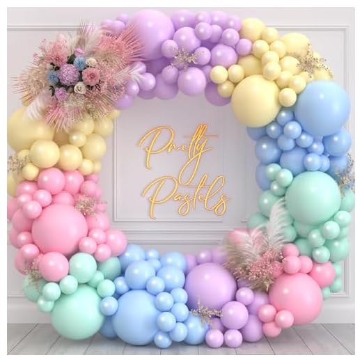 Pastell Luftballon Girlande, 141 Ballon Girlande Pastellfarben mit Luftballons Rosa Luftballons Grün Ballons Blau Luftballon Gelb Lila, Bunt Luftballon Bogen für Deko Geburtstag, Hochzeit, Baby Shower