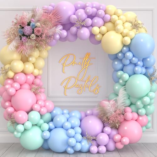 Arco para balões cor pastel, 137 peças grinalda balões de cores com azuis verdes, balões rosa amarelos roxos, arco de bulle arco-íris para decoração de aniversário festa, Baby Shower, casamento