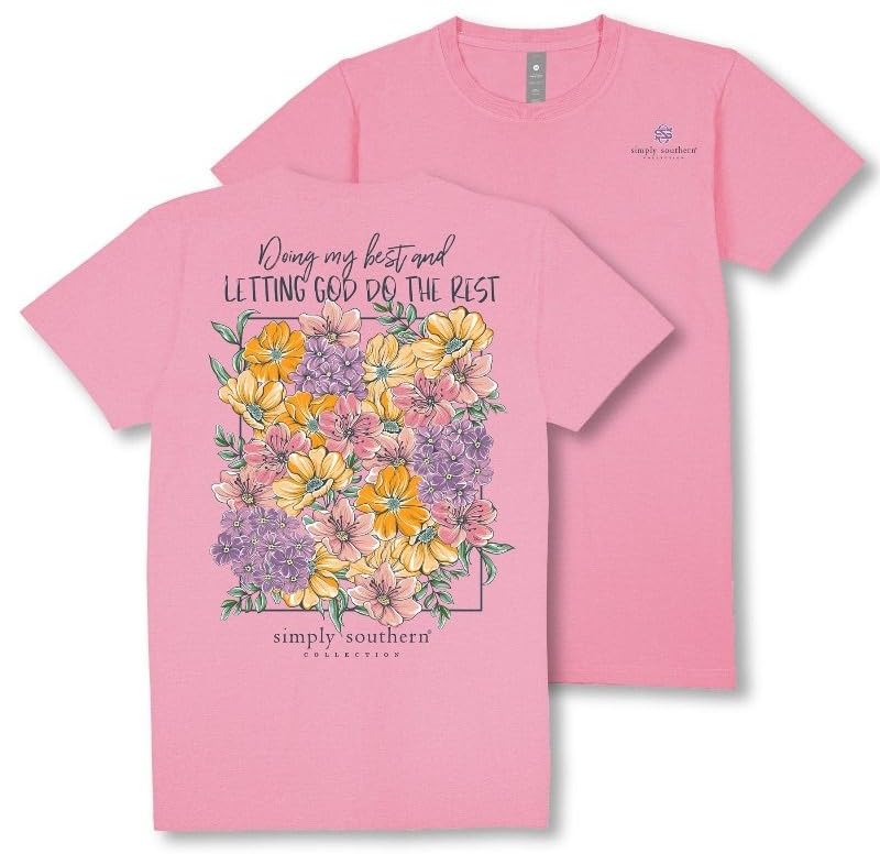 Simply Southern Doing My Best and Letting God Do The Rest - Flowers - Youth T-Shirt