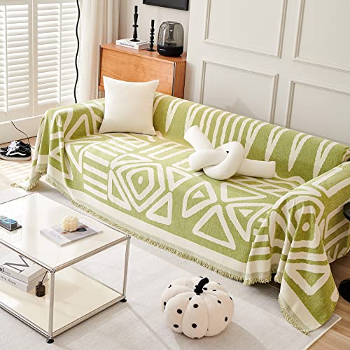 ROOMLIFE Boho Couch Cover for 3 Cushion Couch L Shape Sofa Covers for Sectional Sofa Reversible Silpcover for Dogs Washable Chenille Furniture Protector for Living Room,91"x118"