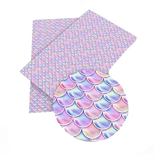 Yurosiay Tela de sirenas, 150 × 145 cm, colorida, escamas de pescado, tela de poliéster y algodón, con patrón de escamas, cobertizos de tela para manualidades, costura, falda, decoración del hogar 6#