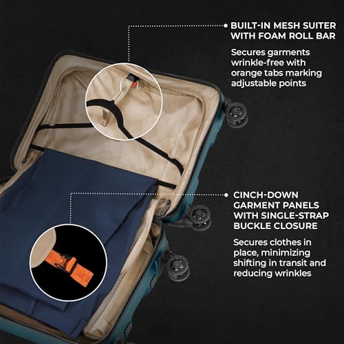 Image of Briggs & Riley Domestic 22 inch Carry On Spinner - Luggage for Travel, Suitcases with Wheels, Hardside Rolling Bag for Men & Women, Self-Repairing Zipper - Torq Collection, Ocean