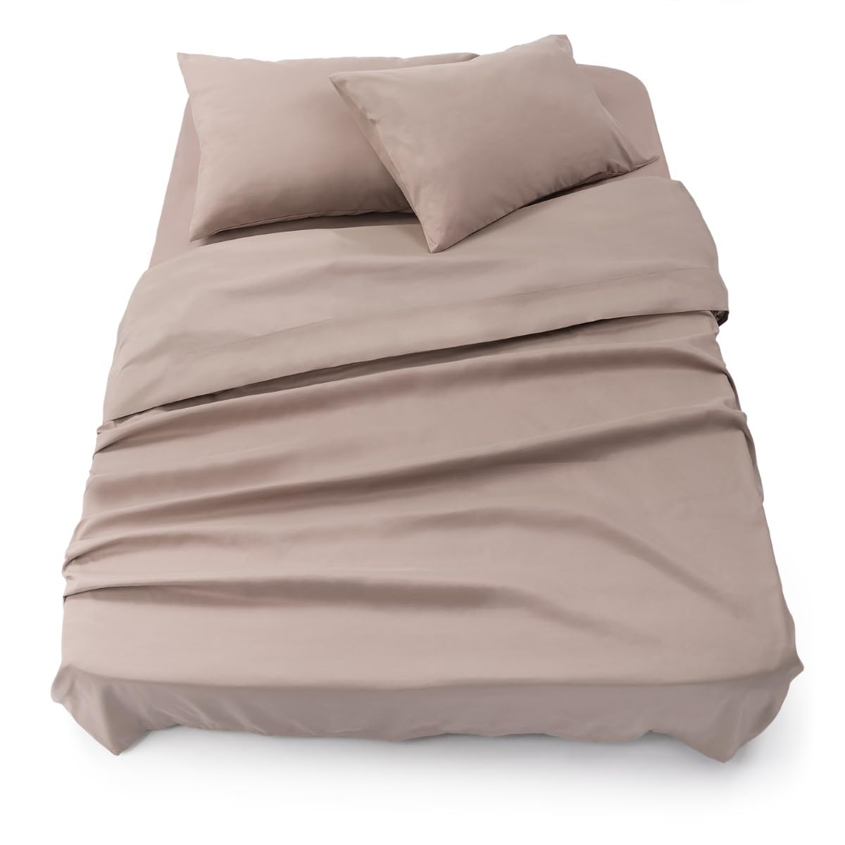 Blumtal - Parure De Lit 160x200 en Microfibre - 3 Pièces - Drap Housse 160x200 + Drap Plat 2 Personnes (240x275) + 2 Taies d'oreiller 50x80 - Taupe