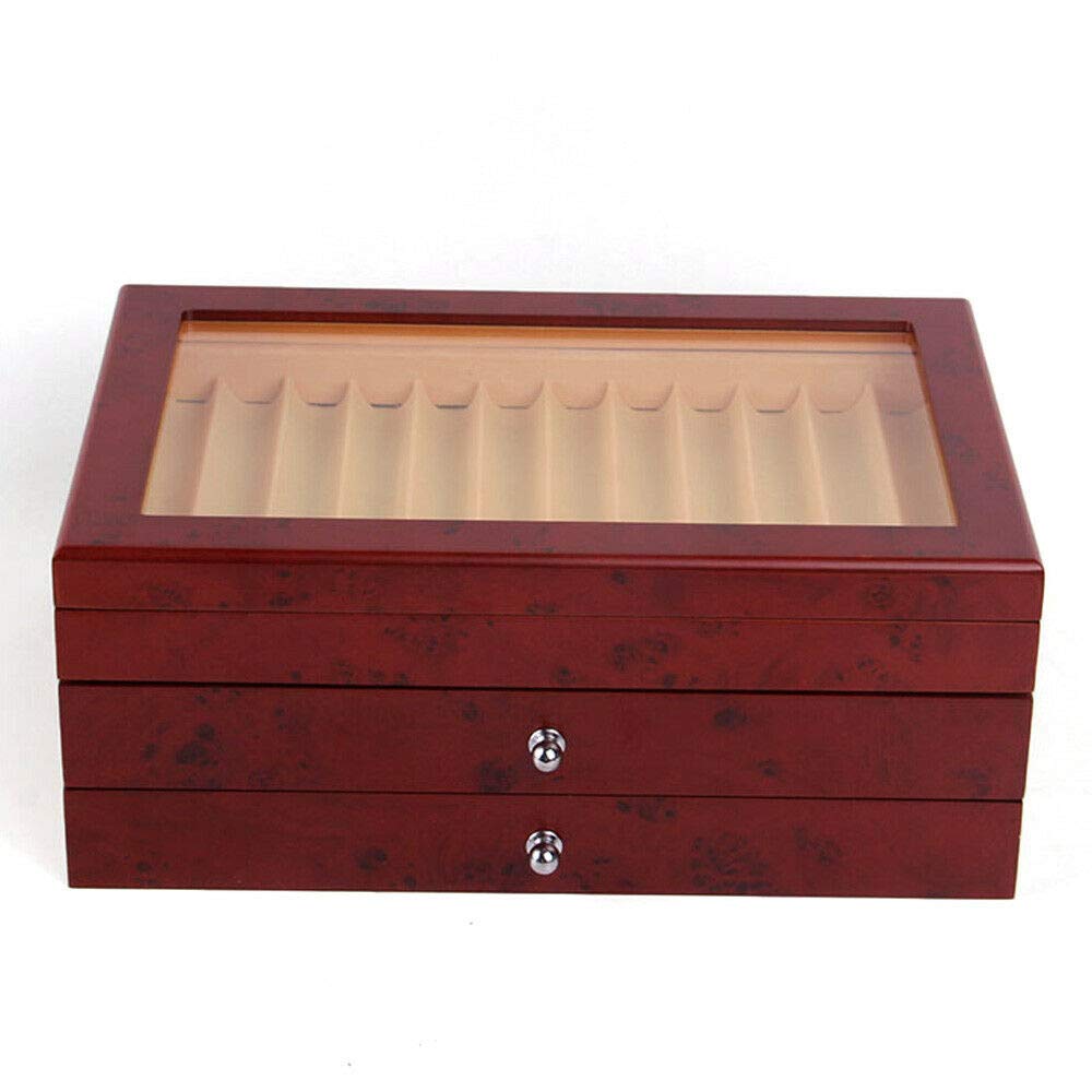 Futchoy Portamatite in legno a 3 strati, per 34 penne a sfera, colore: rosso