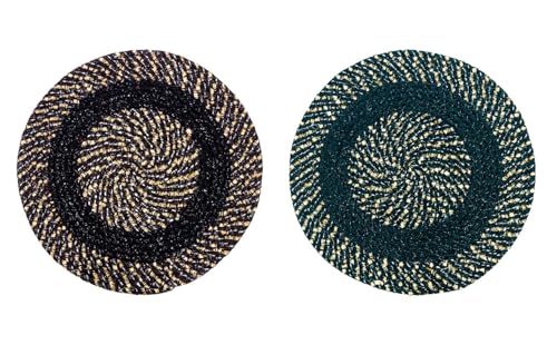 Image of Cotton Round Doormat for Entrance|Handmade Cotton Doormat | Quick Dry, Washable Door Mat for Home, Bathroom & Bedroom - 16 Inch Small (Coffee-Green-2)