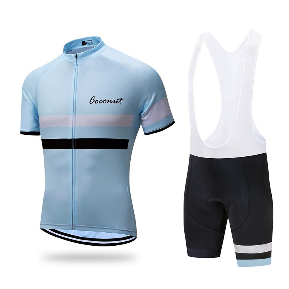 Men's Cycling Jersey Set Road Bike Jersye Short Sleeves Cycling Kits + Bib Shorts with 3D Padded
