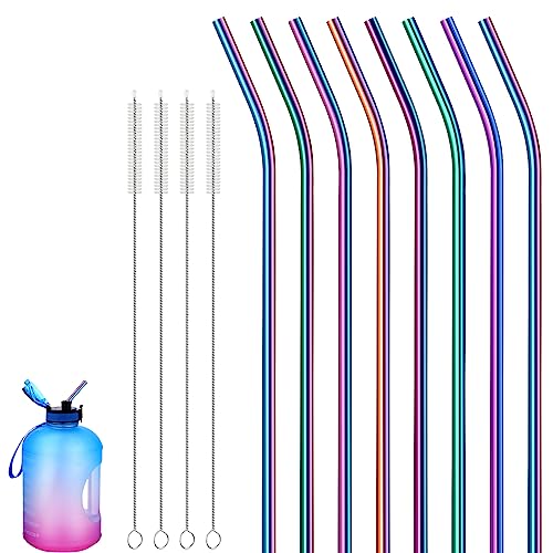 7 Best Rainbow Metal Straws That Make Every Sip a Celebration 2 Geiserailie 8-Pack 14-Inch Stainless Steel Straws
