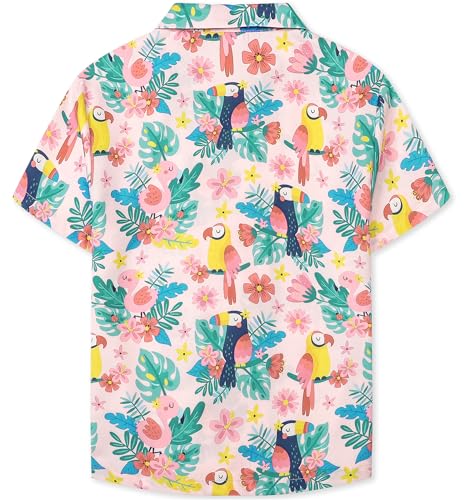 Image of SANGTREE Girls & Women's Hawaiian Shirts Button Down Short Sleeve Floral Tropical Shirt Beach Vacation Blouse Tops
