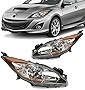Chrome Amber Headlights Assembly Compatible with Mazda 3 2010 2011 2012 2013, 2-Pieces