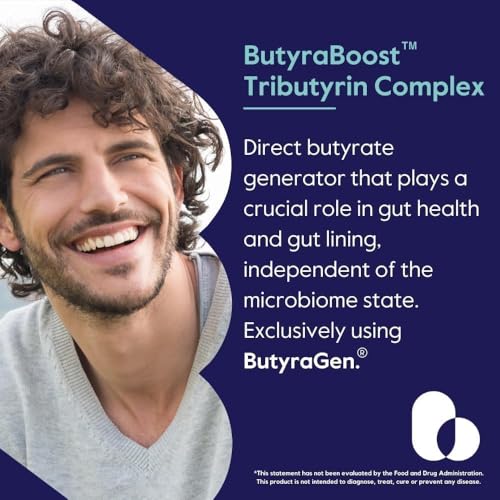 Image of ButyraBoost 300mg Tributyrin Complex (60 Vegetarian Capsules) - No Stearates - Vegan - Non GMO - Gluten Free - Butyrate Gut Health Supplement