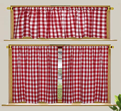 Cortinas de cuadros para ventana que evitan deslumbramientos con cenefa protectora 2