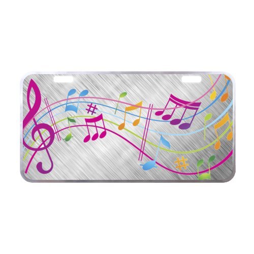 Music License Plate-11.8" X 6.1" inches-Silver Trim
