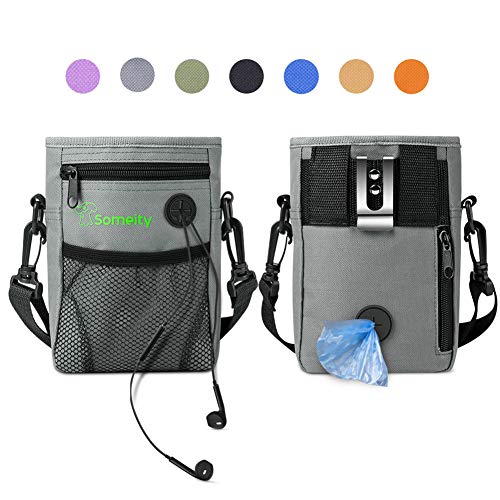 SOMEITY Dog Treat Pouch for Training, Built-in Poop Bag Dispenser, Easily Carries Pet