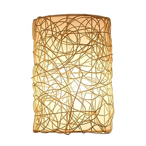 XIOXJK Applique Murale en rotin Naturel, Applique Murale en Osier, éclairage Mural en rotin tissé à la Main, Applique Murale Rustique de Ferme avec Base E27 pour Salon, Salle à Manger, ch