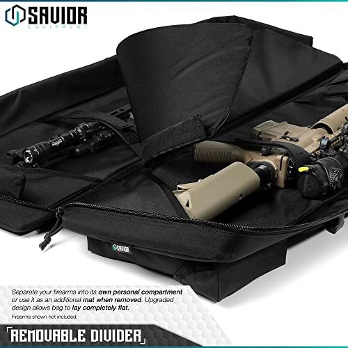 Savior Equipment Urban Warfare Tactical Double Carbine Long Rifle Bag Gun Case Firearm Backpack W/Pistol Handgun Case - 42 Inch Obsidian Black #TOP2