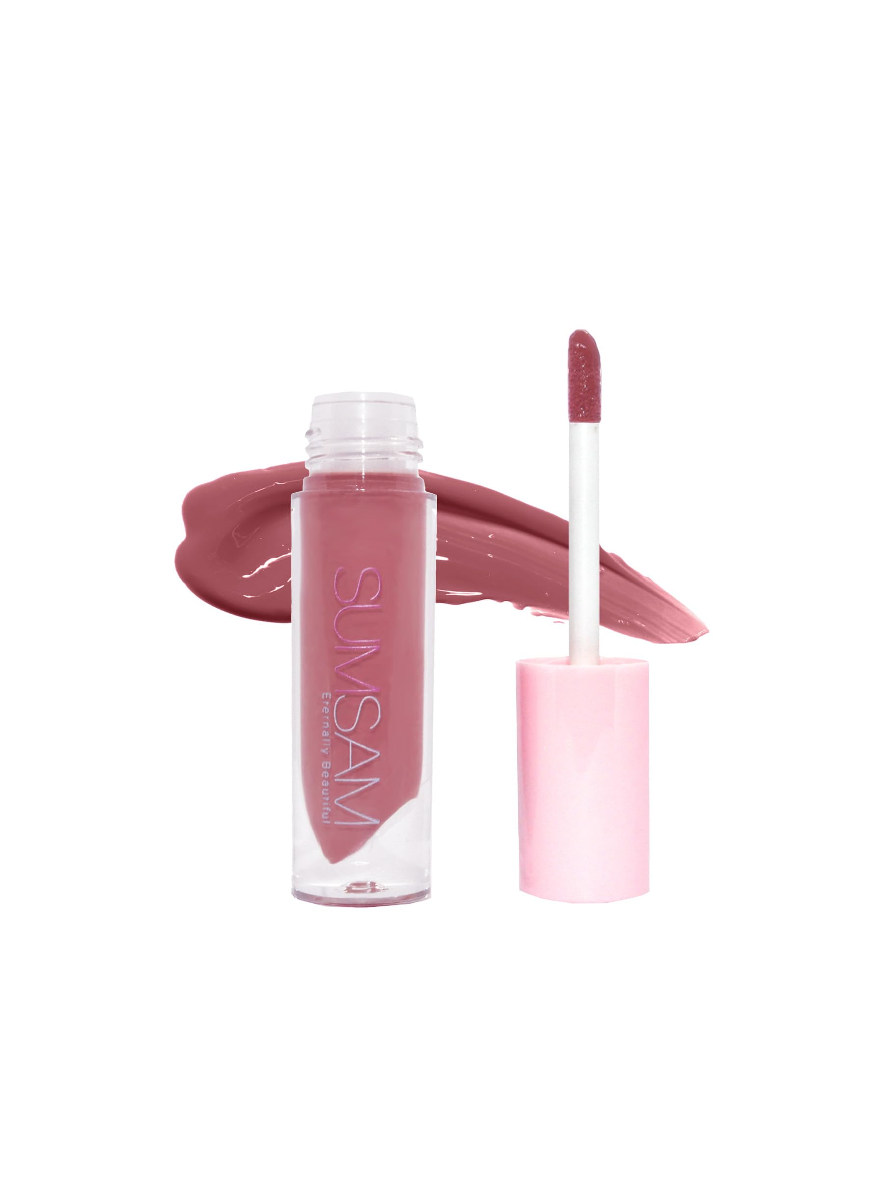 SumsamNatural Lip Gloss Organic Vegan & Cruelty Free with Thin Film Technology for Delicious Supple Lips 3ml (16 - Time won't fly – Rose gold)