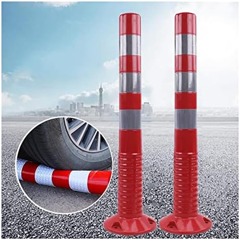 Reflective Safety Cones - 2 Pack Flexible Parking Bollards for Driveway & Crowd Control, Pop Up Road Stanchions, Red & Yellow Traffic Cones for Street Safety