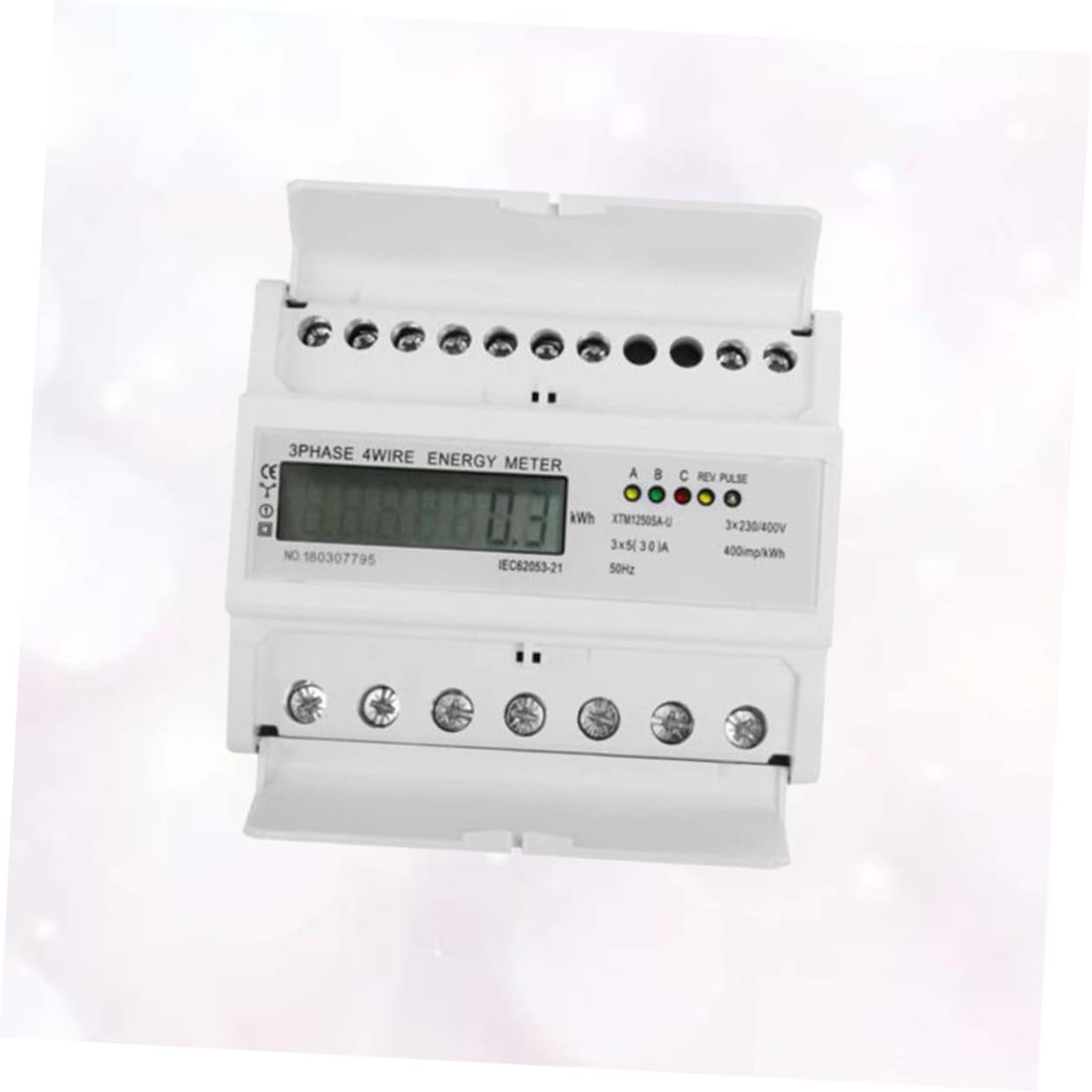 Housoutil 30a Misuratore di Energia Elettrica Trifase Display Lcd Voltmetro e Wattmetro su Rotaia Xtmsa-u per Circuiti