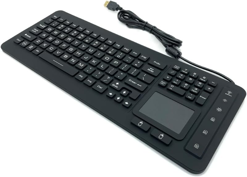 Tastiera in silicone industriale robusta nera con retroilluminazione a LED impermeabile IP68 con touchpad