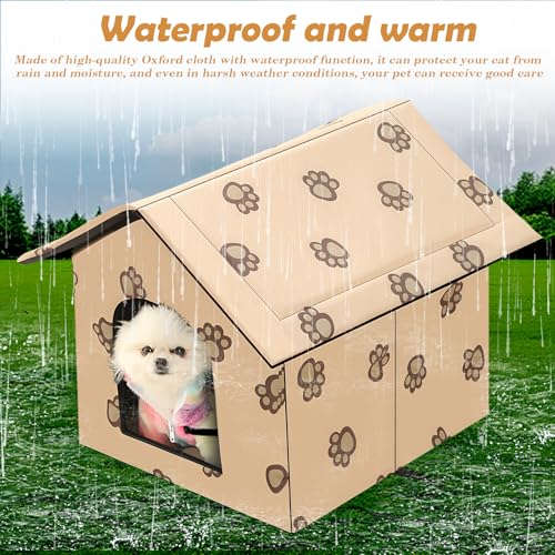Katzenhaus Draußen Winterfest Wasserdicht Katzenhöhle: WIYETY 40x35x38cm Faltbare Hundehöhle für Kleine Hunde und Katzen, Warm Waschbar Tierheim für Streuner