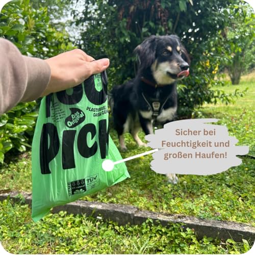 PooPick Hundekotbeutel biologisch abbaubar aus Maisstärke – plastikfrei & reißfest – 120 Hundekotbeutel auf Rolle