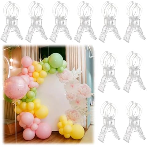 LemonRoad 10 Pack Large Balloon Arch Clips Plastic Transparent Backdrop Spring Clamps 3.5 Inch Heavy Duty Clip for Balloon Arch Kit Birthday Decoration Crafts Woodworking Photography Studios (Clear) Cover