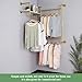 EDCB Gold Wall-Mounted Clothing Rack – Industrial Strength Pipe Garment Rack with Wooden shelf, 58