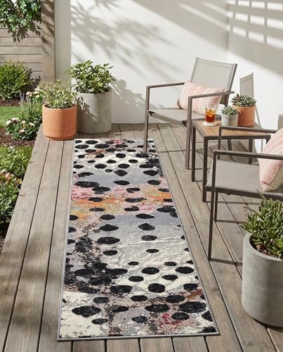 Tapete corredor moderno outdoor 2x8 pies blanco y negro miniatura 1