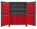 Durham HDC60-156-3S1795 Lockable Cabinet with 156 Red Hook-On Bins, 60" Wide, 12 Gauge