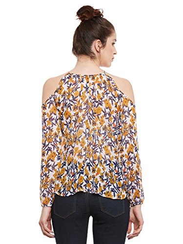 Image of Miss Chase Womens Multicoloured Floral Print Cold ShoulderTop(MCSS17TP08-03-172-05 Multicolour Base- White Large)