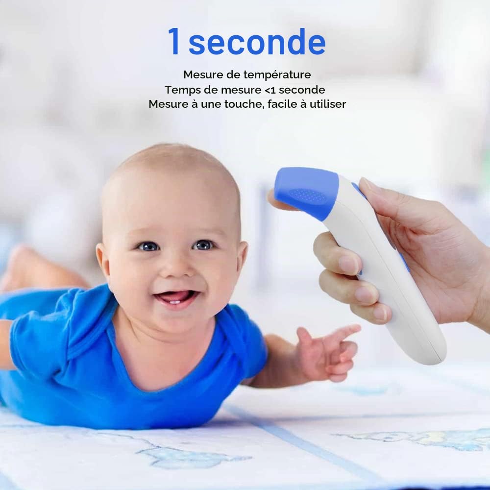 Thermomètre Frontal et Auriculaire, Berrcom Thermomètre Médical pour Enfants et Adultes, Thermomètre Numérique Infrarouge sans Contact avec Alerte Fièvre, Mesures Rapides et Précises