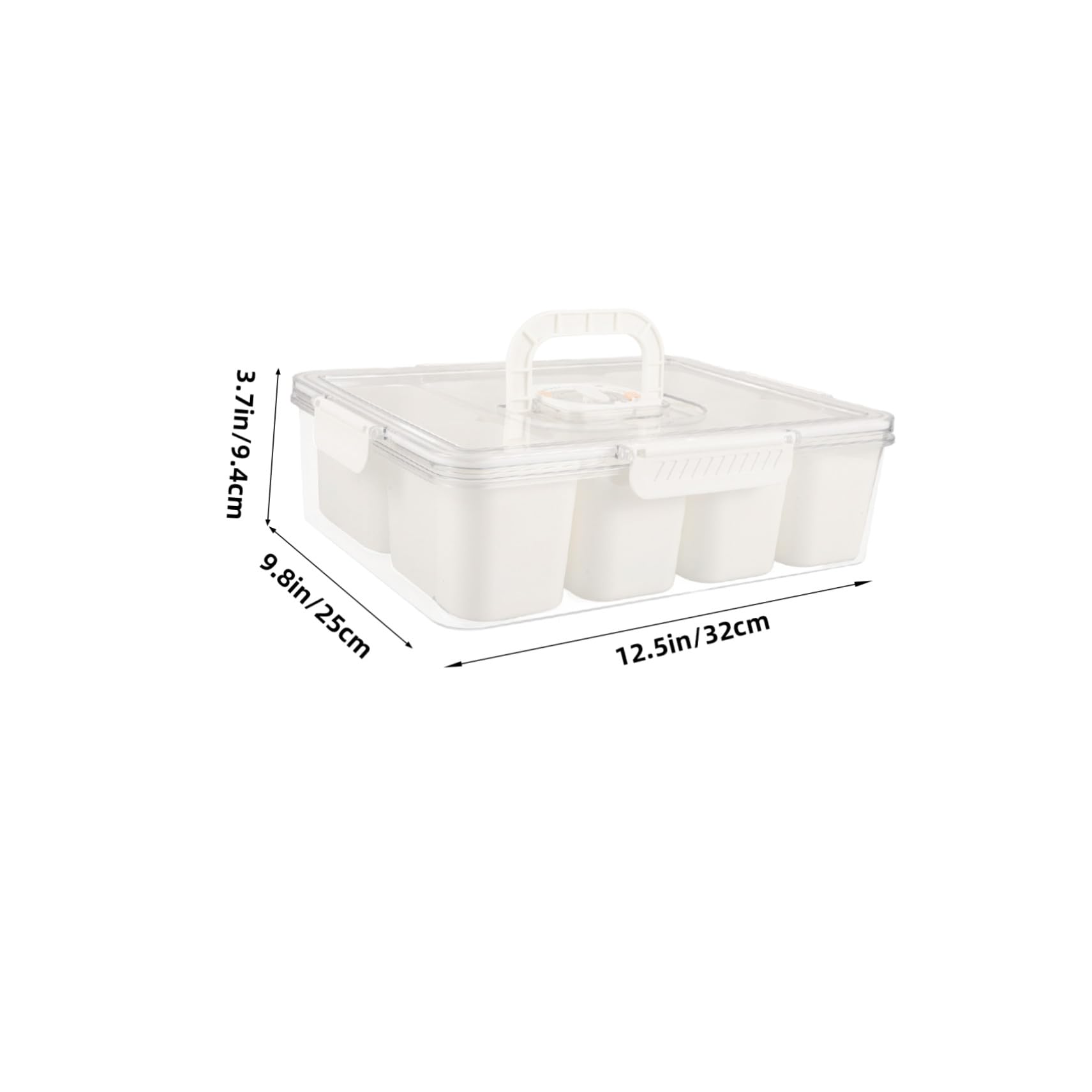 Caja de Comida Compartimentos de 8 Secciones y Tapa, Blanco | Plástico, Capacidad de 3850ml, Uso en Mesa de Comedor y Obsequio de Inauguración