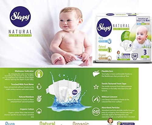 Mialo Trusted Traders Soho Sleepy Natural Baby Diapers, Size 3, 34 Count, Made From Organic Cotton And Bamboo Extract, Ultimate Comfort And Dryness, Disposable Diapers Snuggle Diaper thumb #1