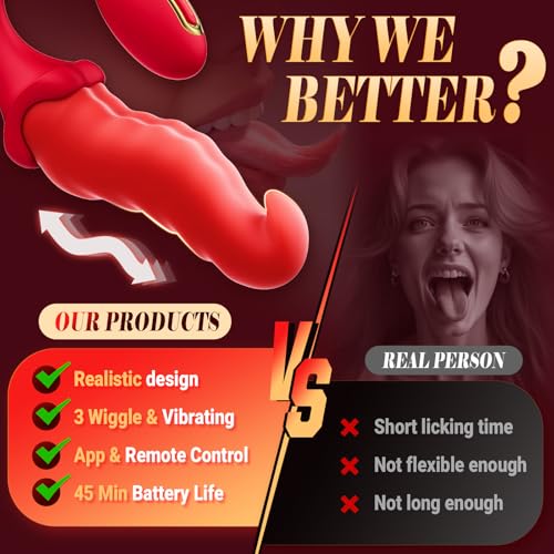Women Sex Toys Dildo Vibrator - Licking Tongue Vibrators G Spot Vibrator Tongue Toy,3 Wiggling Vibration, Anal Clit Teasing Stimulator APP Remote Control Adult Toy for Female Men Couples Rose Sex Toy - Image 6