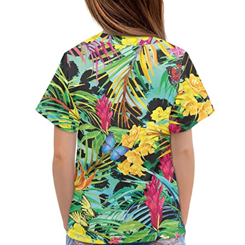 JooMeryer Kids Tropical Hawaiian Flower Leaves T-Shirts Boys Girls Short Sleeve Summer Tee Top4