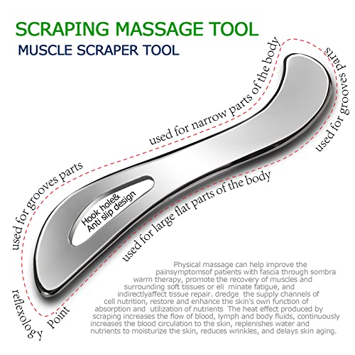 Image of BYYDDIY Non-Magnetic 304Stainless Steel Gua Sha Muscle Scraper Tools,Scraping Massage Tools,Scar Tissue Tool,IASTM Tools,Fascia Scraper,Soft Tissue Massage Tool, Guasha Tool for Body