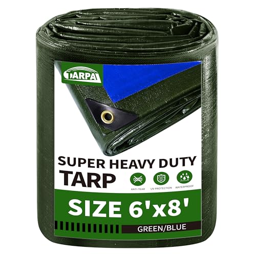 TARPAL Small tarps 6x8ft Waterproof 16mil Heavy Duty Tarp,Green/Blue tarp