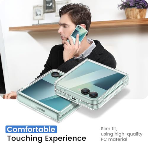 Image of Ruky for Samsung Galaxy Z Flip 7 Case, Support Wireless Charging, Clear | Full Body Cover Hard PC Ultra-Thin Shockproof, Support Wireless Charging Protective Phone Case for Galaxy Z Flip 7, Clear