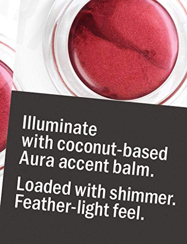 Hurraw! Aura Accent Balm, Crimson (sheer crimson red hue): Multi-use highlighter with shimmer. Natural cosmetic make-up. Clean beauty. Organic, Vegan and Cruelty-Free. Coconut-based. Made in USA