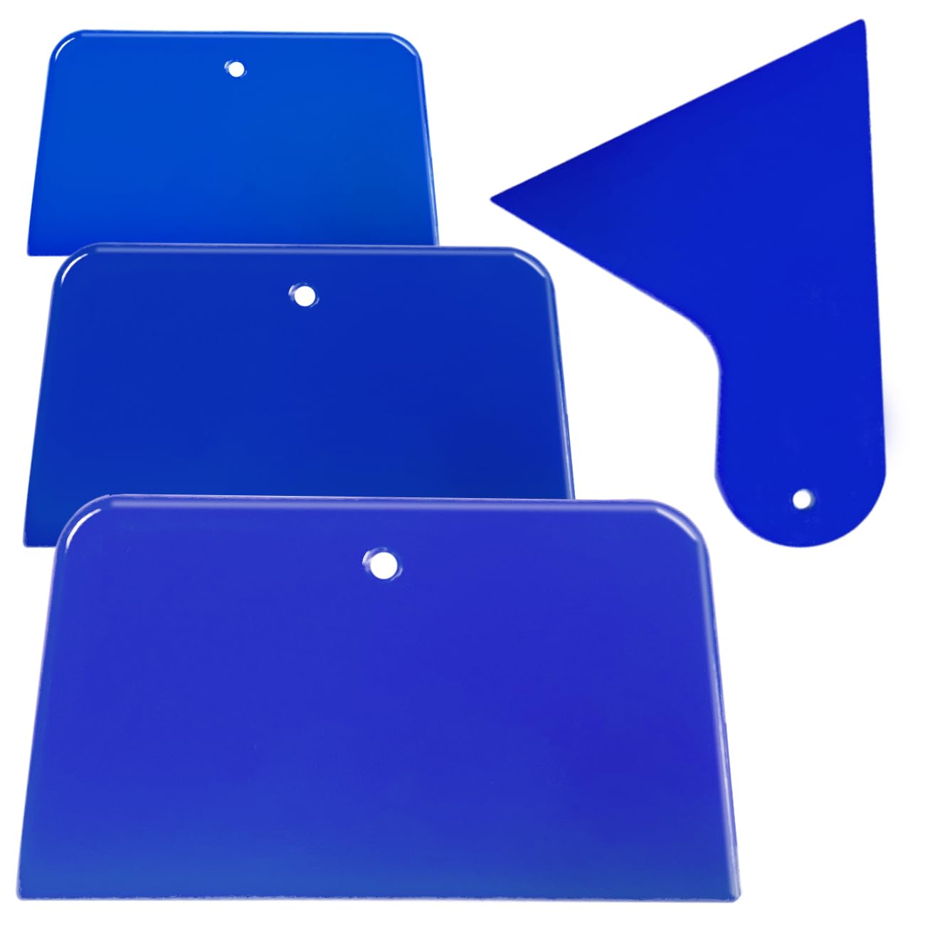 4 Pack Body Filler Spreaders Automotive Body Fillers, 3, 4, 5, 6 Inch Reusable Plastic Auto Spreaders for Applying Fillers, Putties, Glazes, Caulking Agents Car Body Maintenance and Paint, Blue