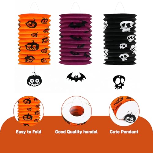 Image of Party Propz Halloween Decoration - 5 Pcs | Paper Bat | Small Paper Lanterns | Paper Ghost Small | Halloween Decor | Halloween Decorations | Halloween Accessories Adults
