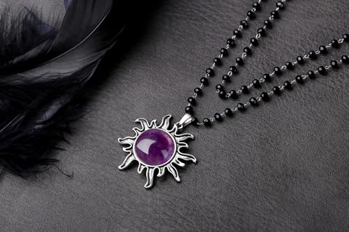 XIANNVXI Gothic Sun Pendant Necklace Emo Goth Necklace for Women Costume Jewelry Halloween Christmas Accessories Jewelry Gift for Women Black Bead Choker3