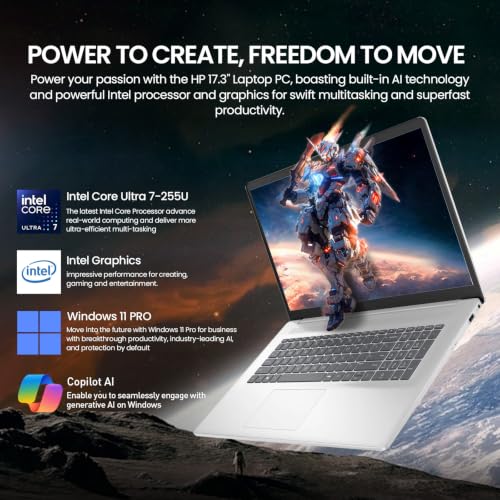 Image of 2026 17 Inch Laptop Touchscreen Computer Notebook, 17.3 HD+ IPS Touch screen Business Laptop AI PC, 15th Gen Intel 12-Core Ultra 7, 8GB DDR5 RAM 512GB SSD | Windows 11 Pro | Backlit 10-Key | Wi-Fi 6